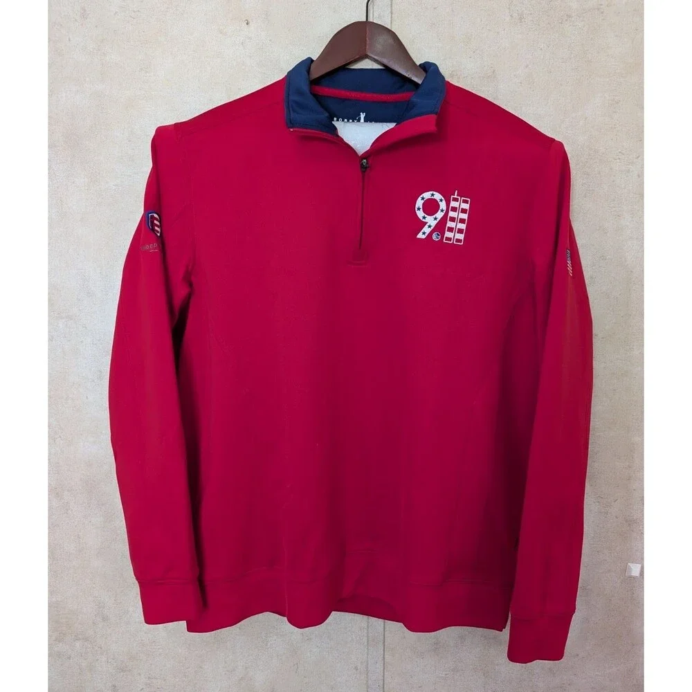 911 Bobby Jones Golf Pullover Men’s L Red H2O Performance 1/4 Zip - Picture 2 of 10